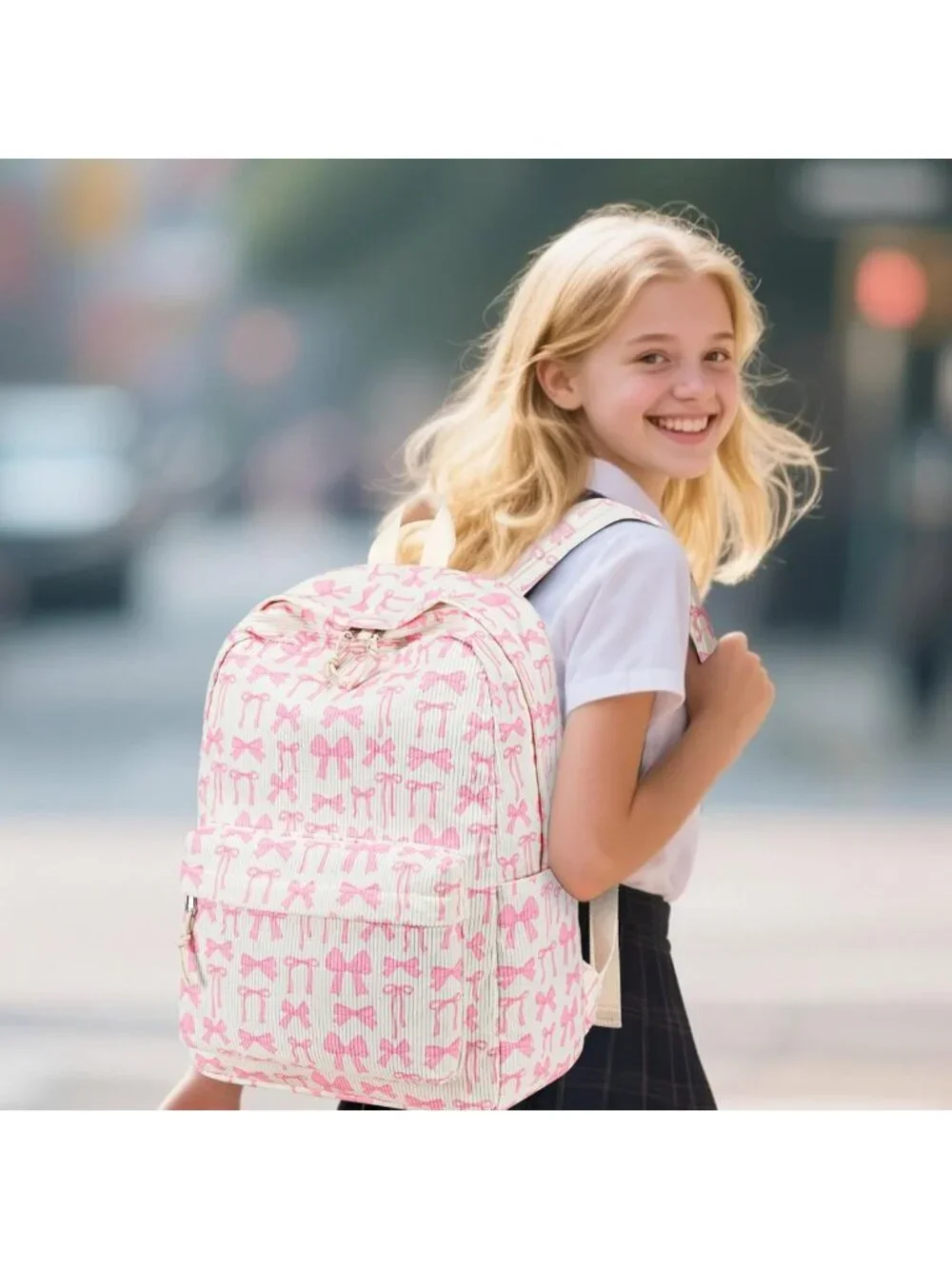 Trendy Corduroy School Backpack for Teens & Women | Stylish Laptop & Travel Bag